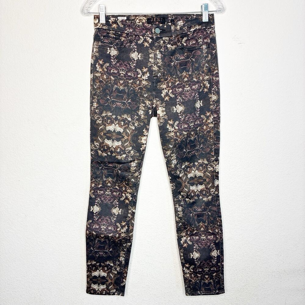 Jen 7 by 7 For All Mankind Floral Black and Brown Ankle Skinny Jeans 2